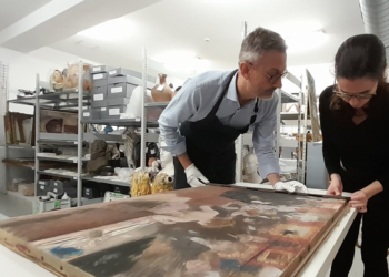 Beaufort-en-Anjou : Restauration du tableau Le salon de la princesse Mathilde au Musée Joseph Denais