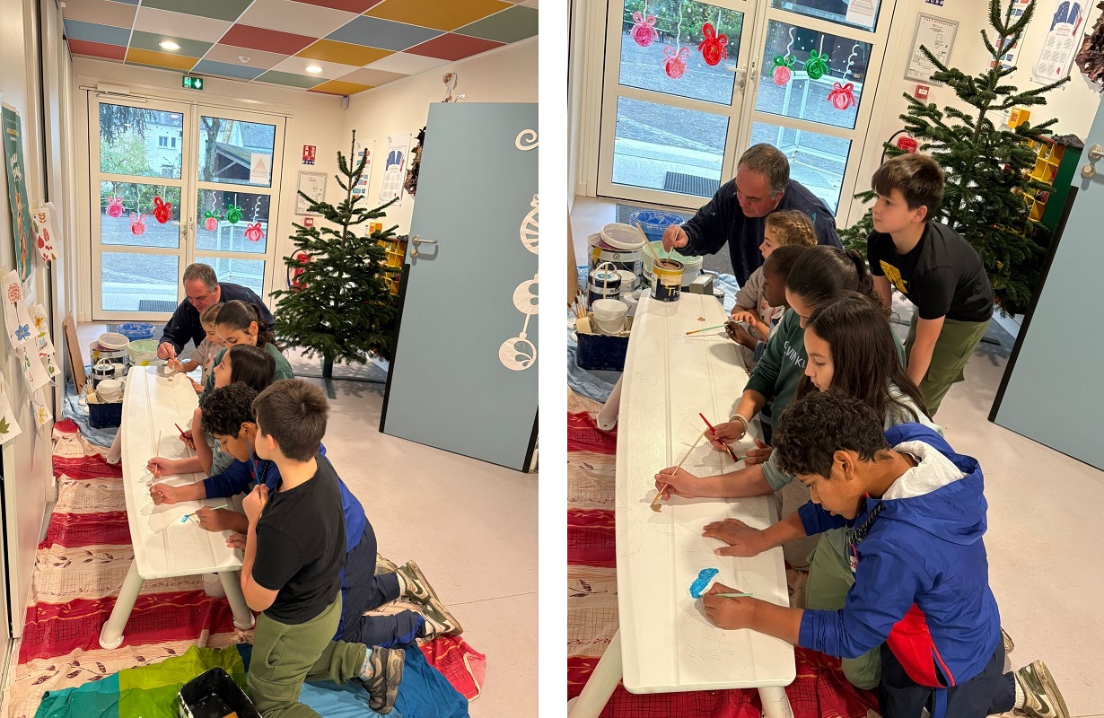 Saumur. Les délégués peignent le “Banc de l’Amitié” à l’école Millocheau