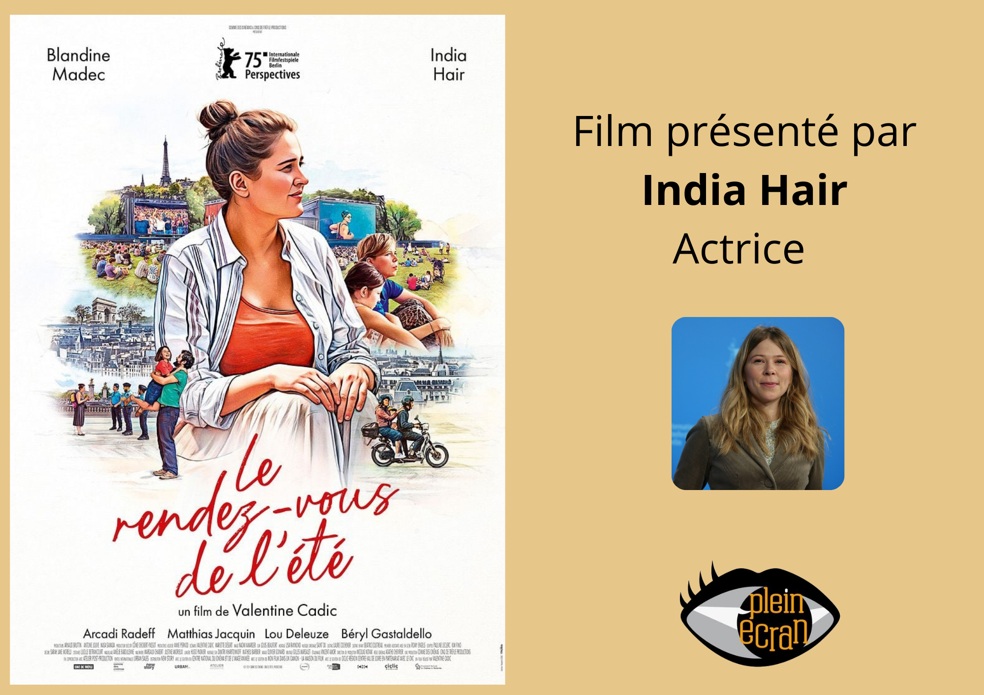 11 décembre à Saumur. Ciné-débat de Plein Ecran : La comédienne Saumuroise India Hair au Grand Palace